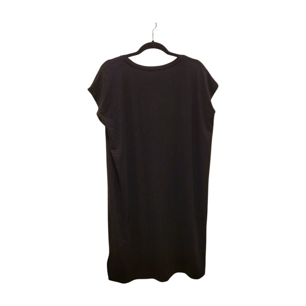 Eileen Fisher Black Short Sleeve Jersey Maxi Midi Dress S Small Travel Minimalis - Picture 2 of 6